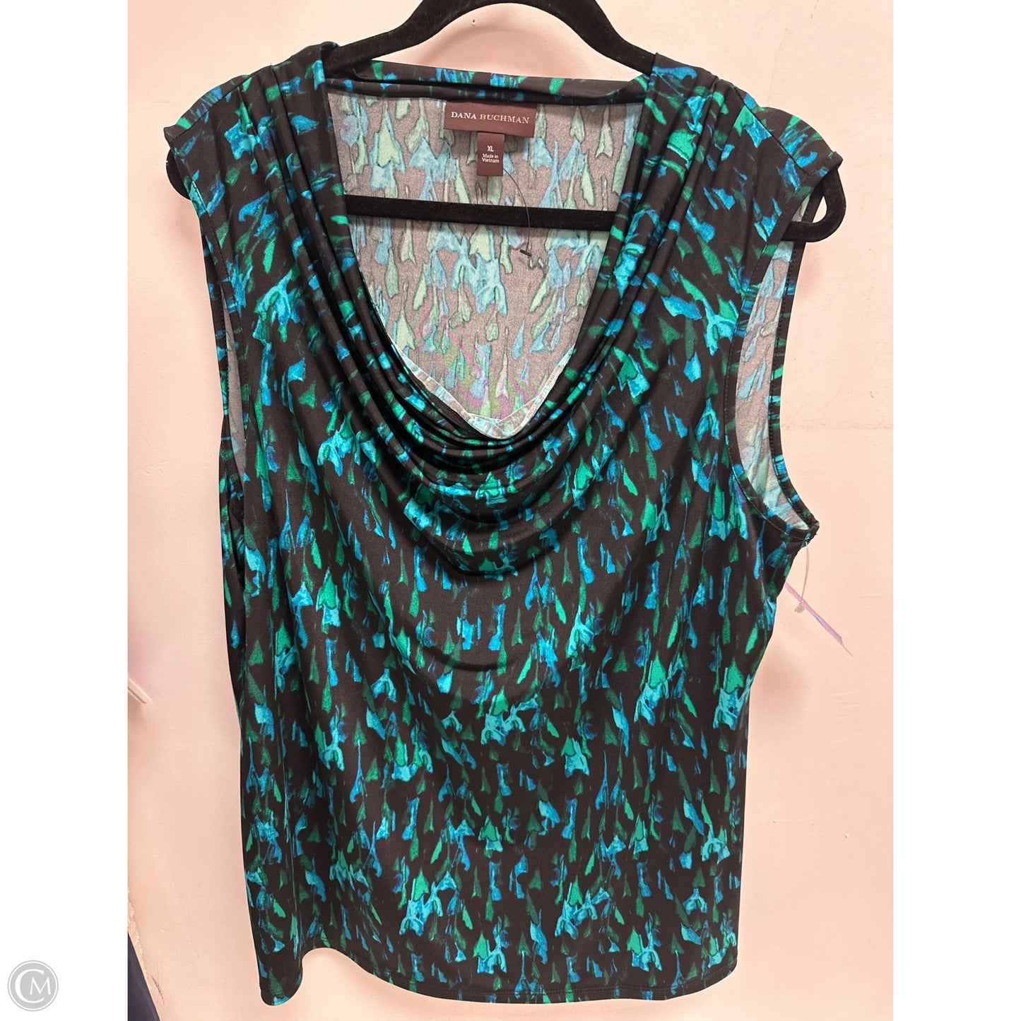 Top Sleeveless By Dana Buchman In Black & Blue, Size: Xl