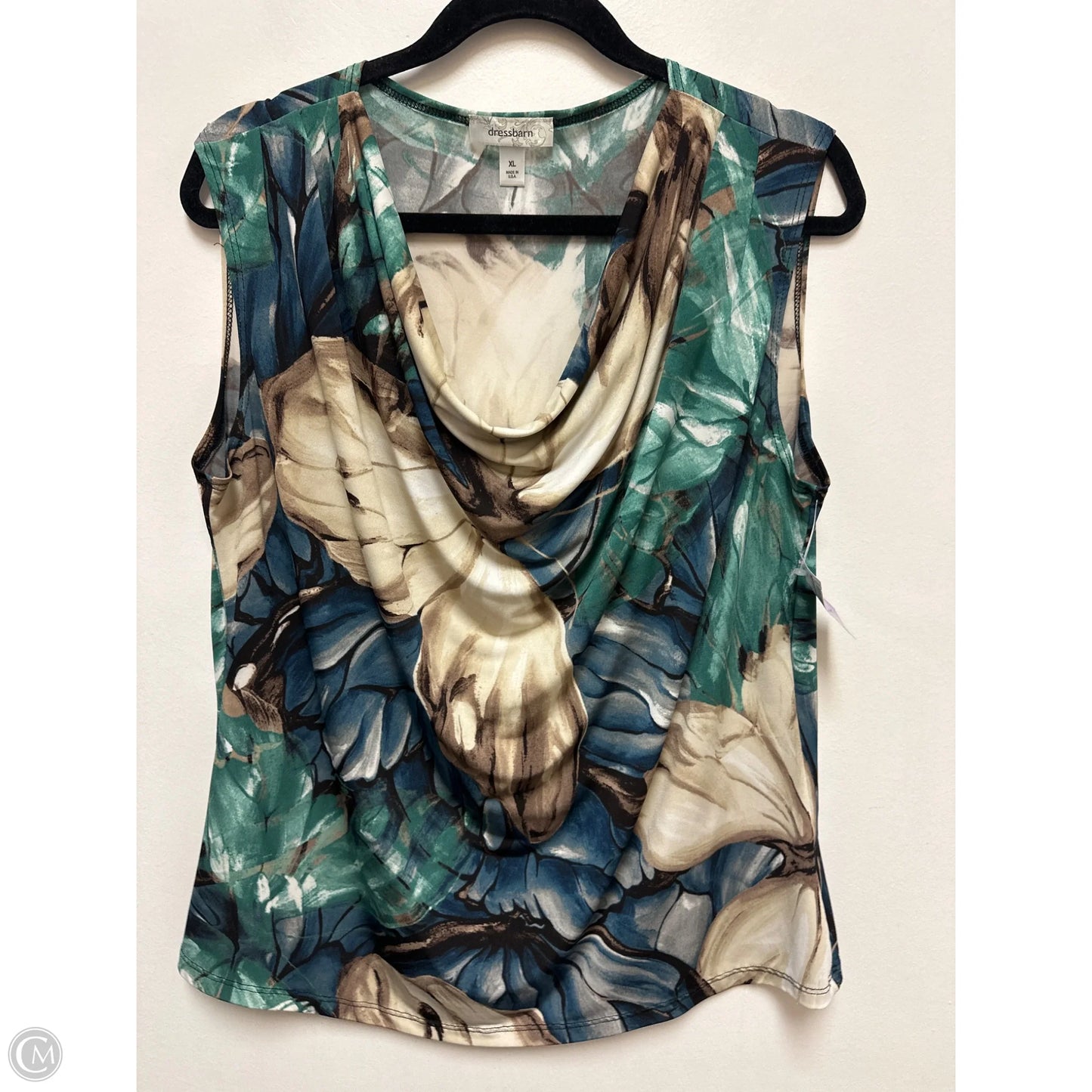 Top Sleeveless By Dressbarn In Blue & Cream, Size: Xl