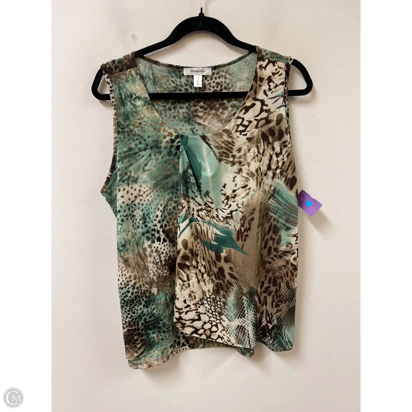 Top Sleeveless By Dressbarn In Brown & Green, Size: Xl