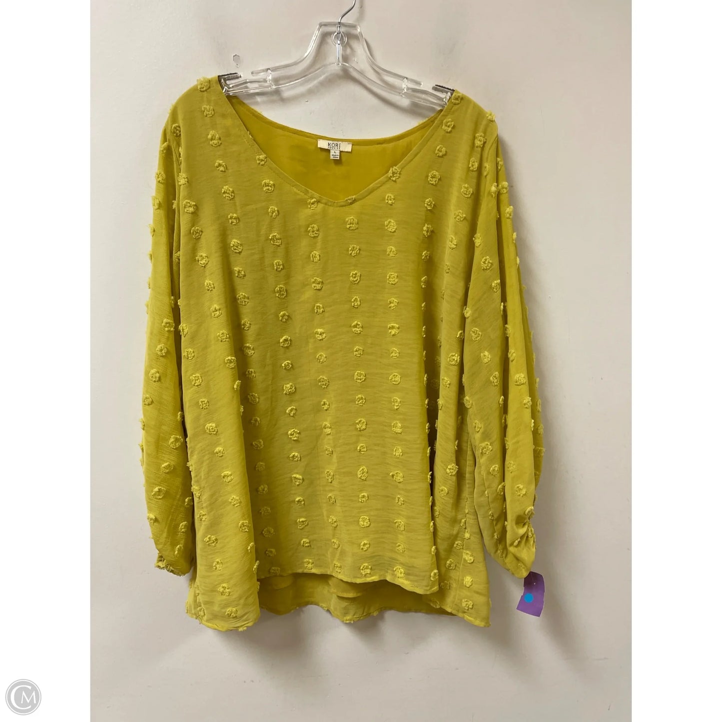 Top Long Sleeve By Kori America In Yellow, Size: L
