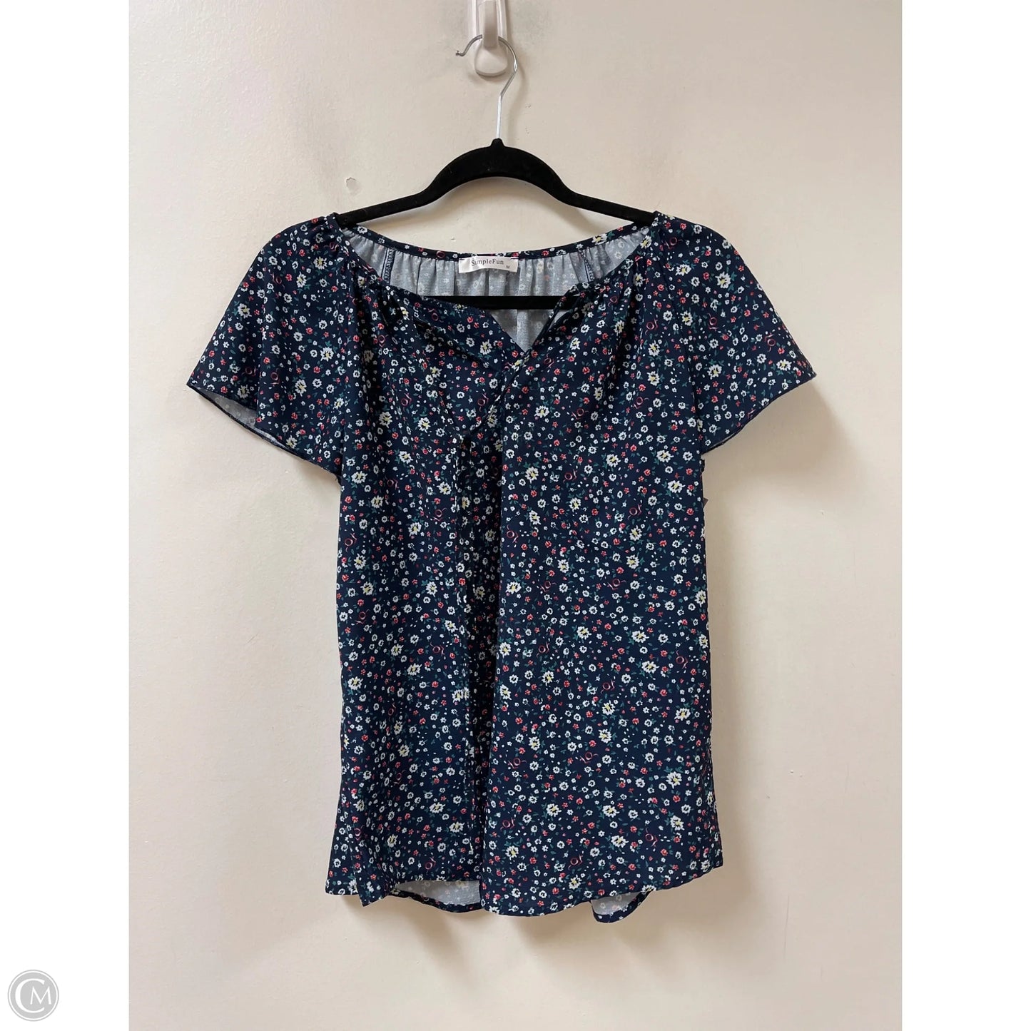 Top Short Sleeve By Clothes Mentor In Navy, Size: M