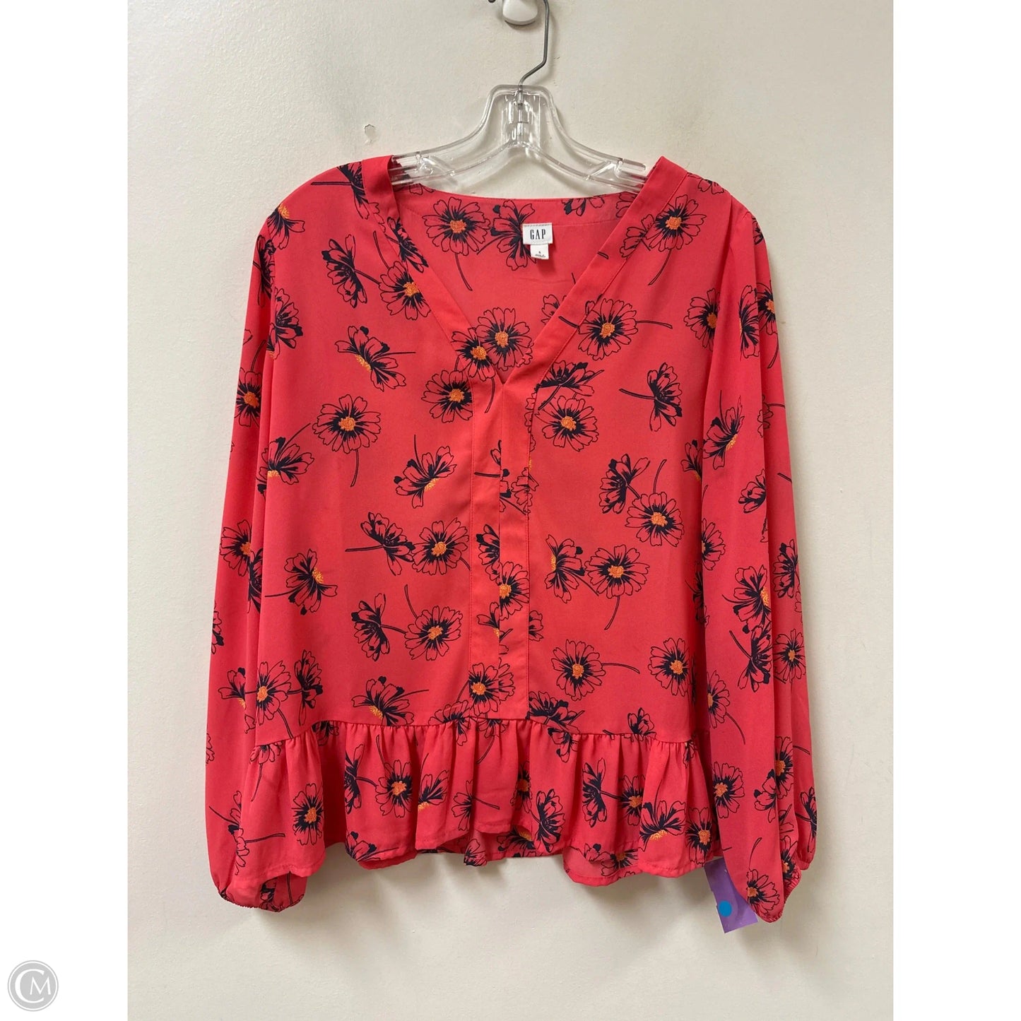 Top Long Sleeve By Gap In Black & Pink, Size: S