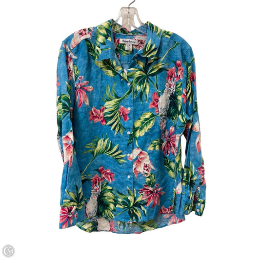 Blouse Long Sleeve By Tommy Bahama In Tropical Print, Size: L