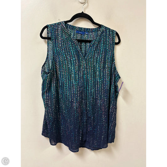 Top Sleeveless By Apt 9 In Blue & Green, Size: Xl