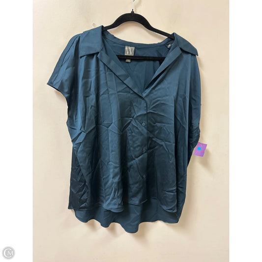 Blouse Short Sleeve By Worthington In Blue, Size: 1x