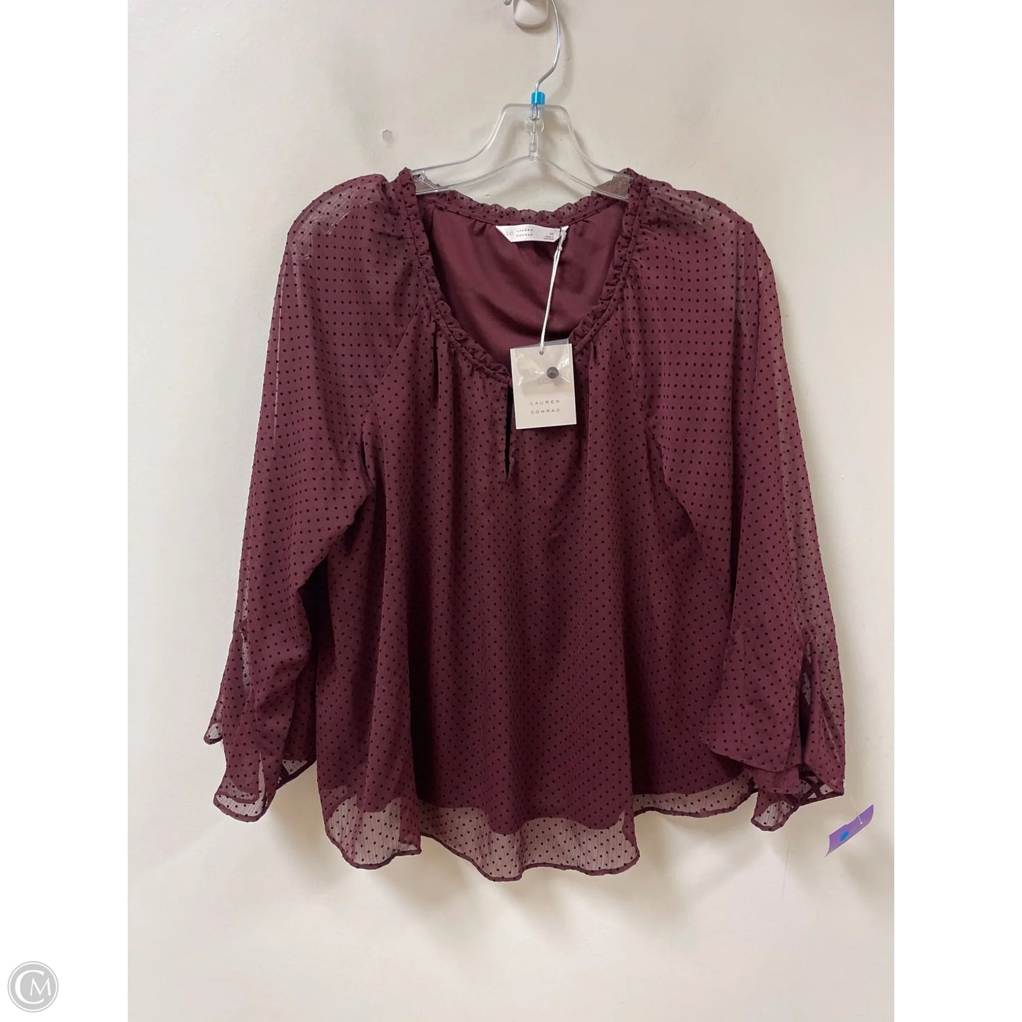Top Long Sleeve By Lc Lauren Conrad In Black & Red, Size: M