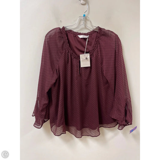 Top Long Sleeve By Lc Lauren Conrad In Black & Red, Size: M