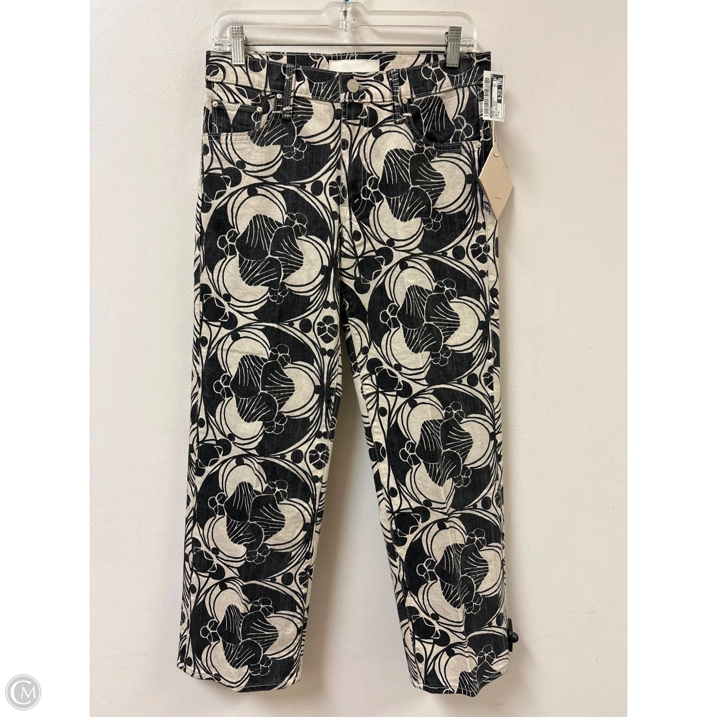 Jeans Straight By Mother In Black & Cream, Size: 4