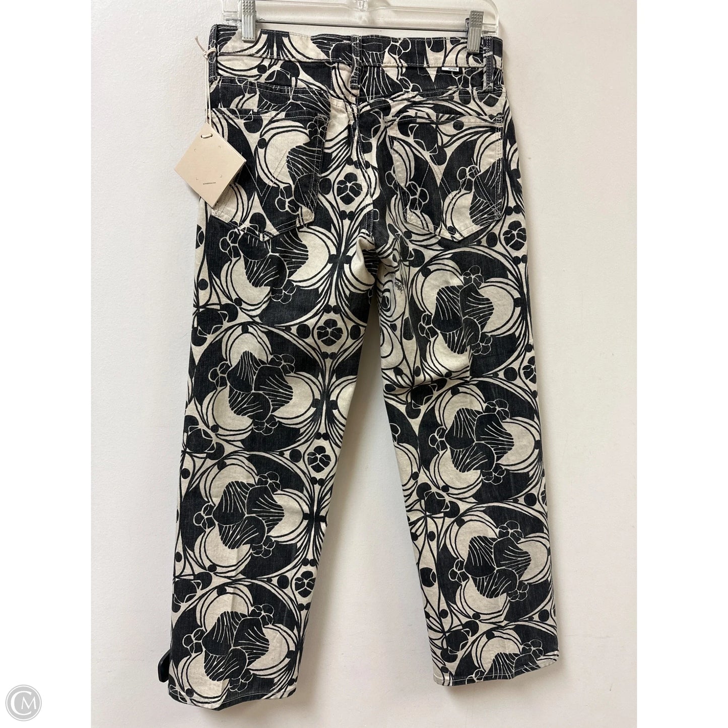 Jeans Straight By Mother In Black & Cream, Size: 4