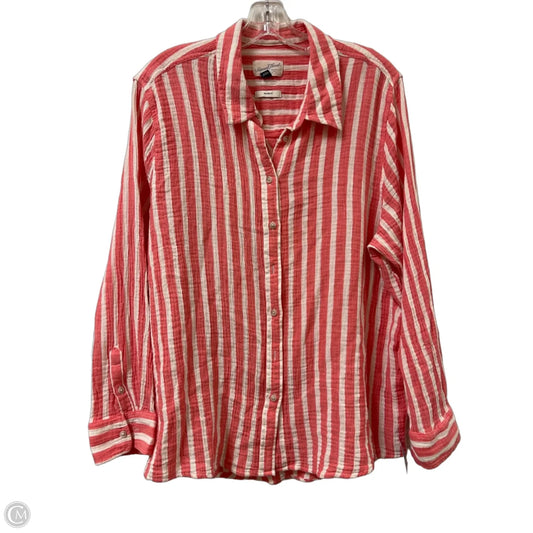 Blouse Long Sleeve By Universal Thread In Pink & White, Size: L