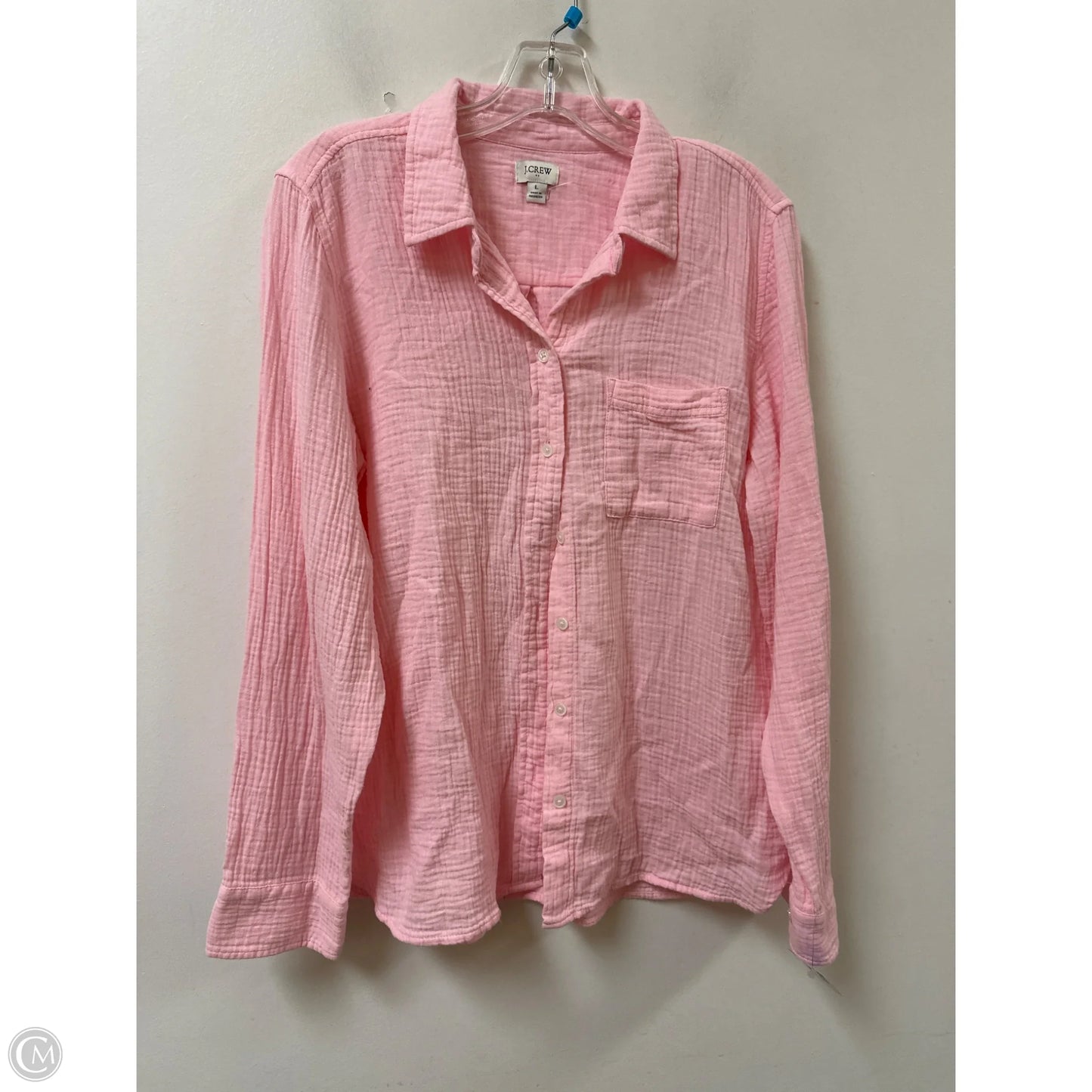 Blouse Long Sleeve By J. Crew In Pink, Size: L