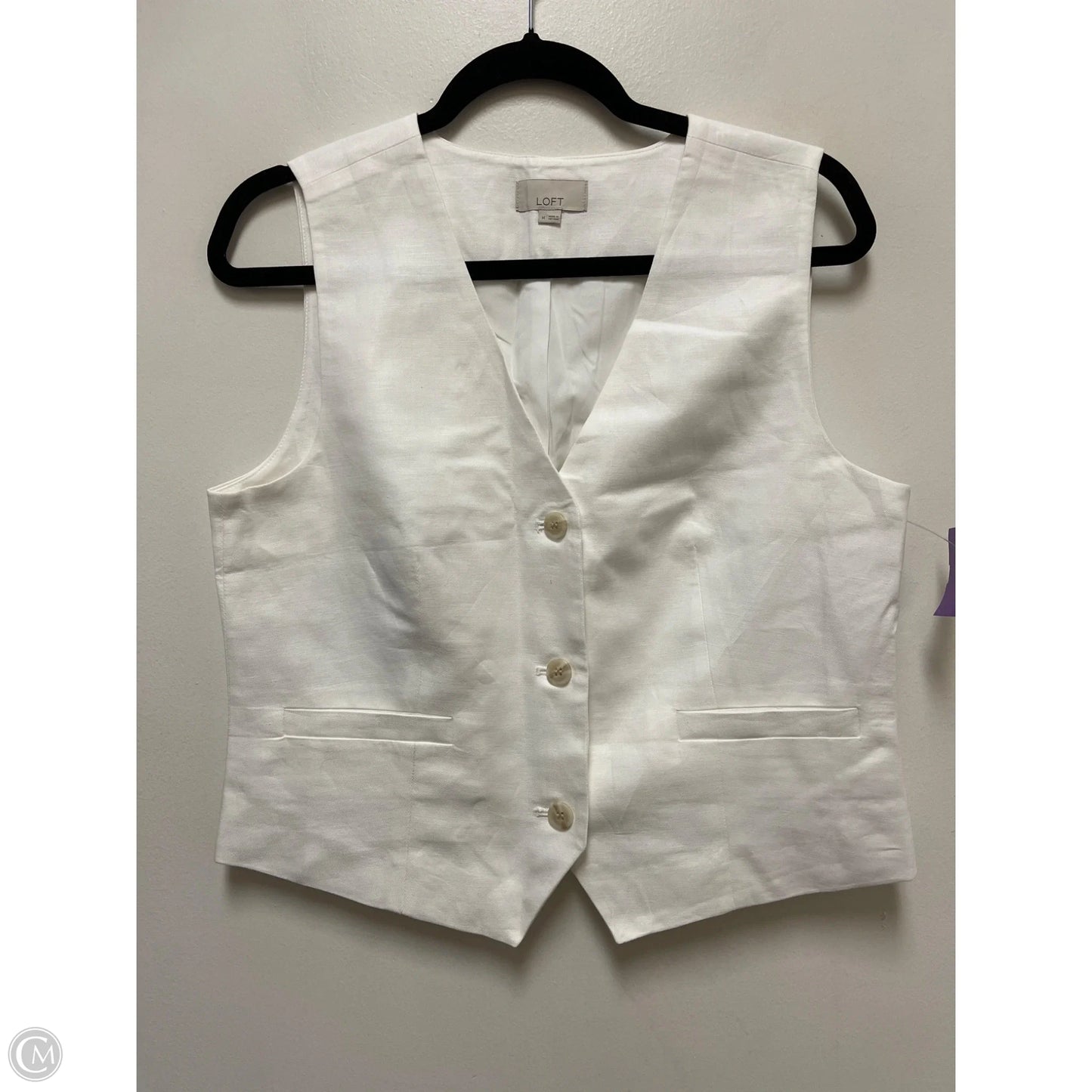 Blouse Sleeveless By Loft In White, Size: M