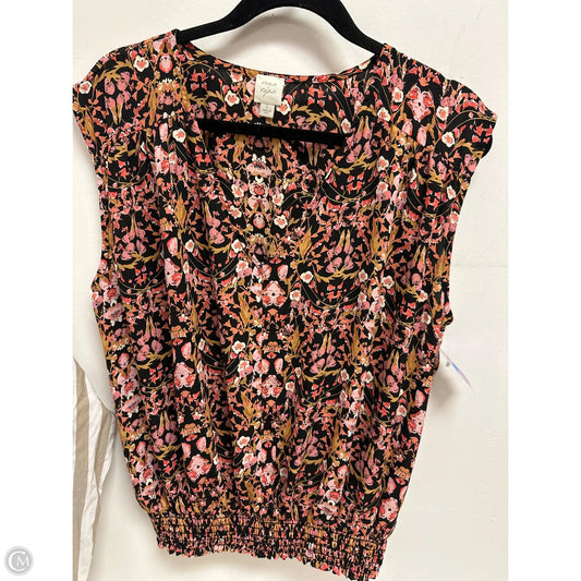 Top Short Sleeve By Clothes Mentor In Floral Print, Size: L