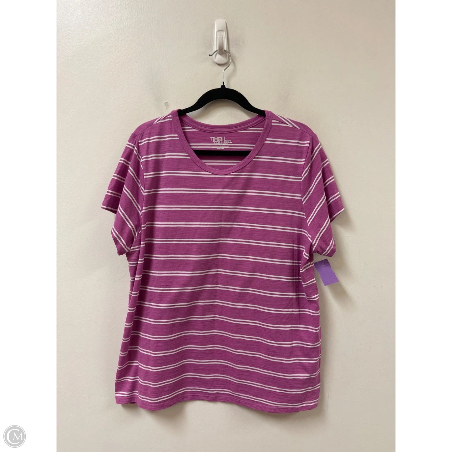 Top Short Sleeve By Time And Tru In Purple & White, Size: 3x