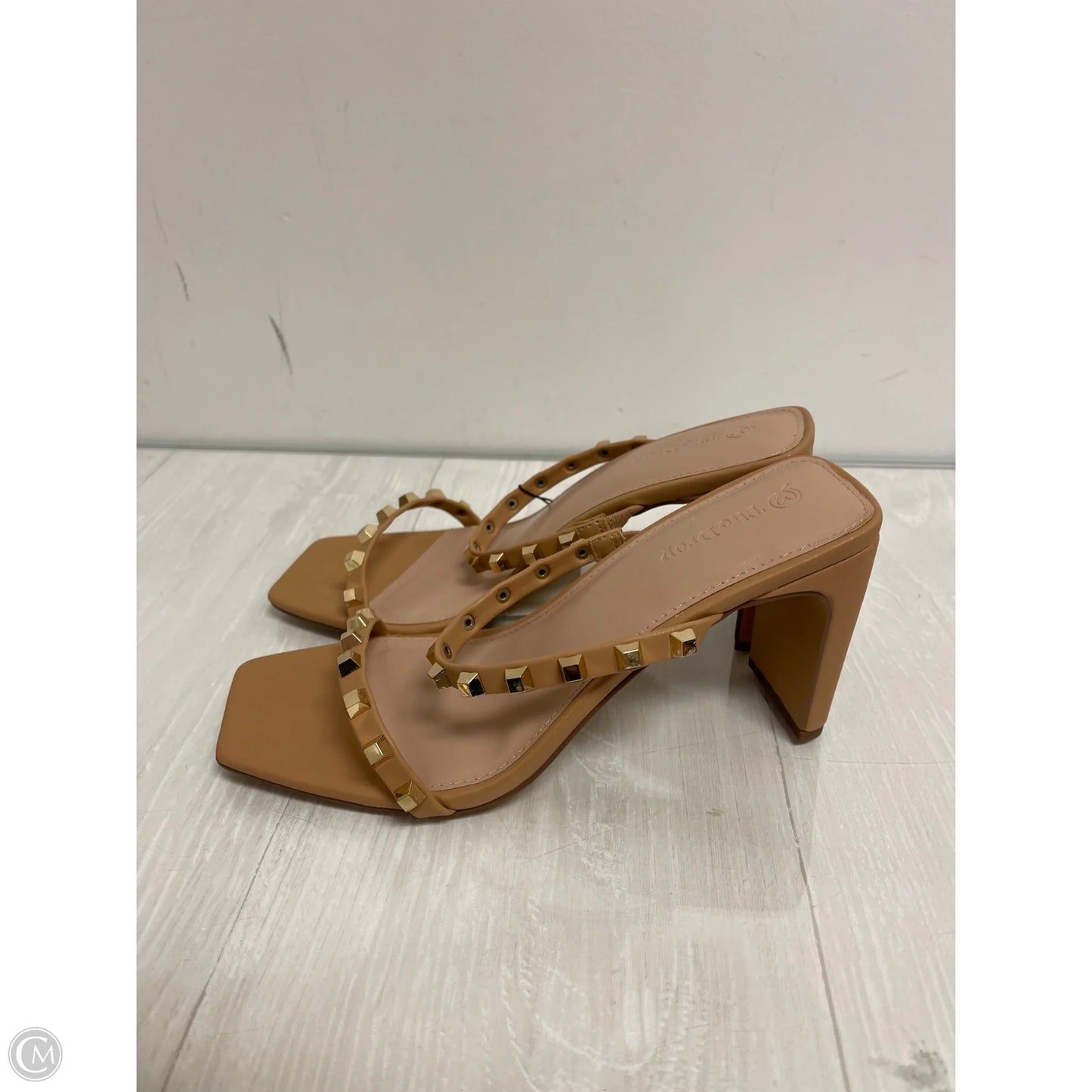 Sandals Heels Block By The Drop In Cream, Size: 8.5