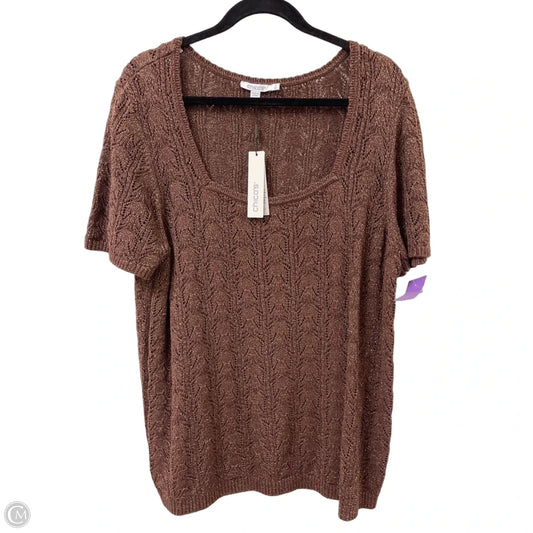 Sweater Short Sleeve By Chicos In Brown, Size: Xl