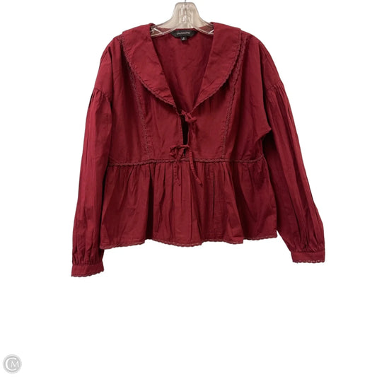 Top Long Sleeve By Calligraphie In Red, Size: M