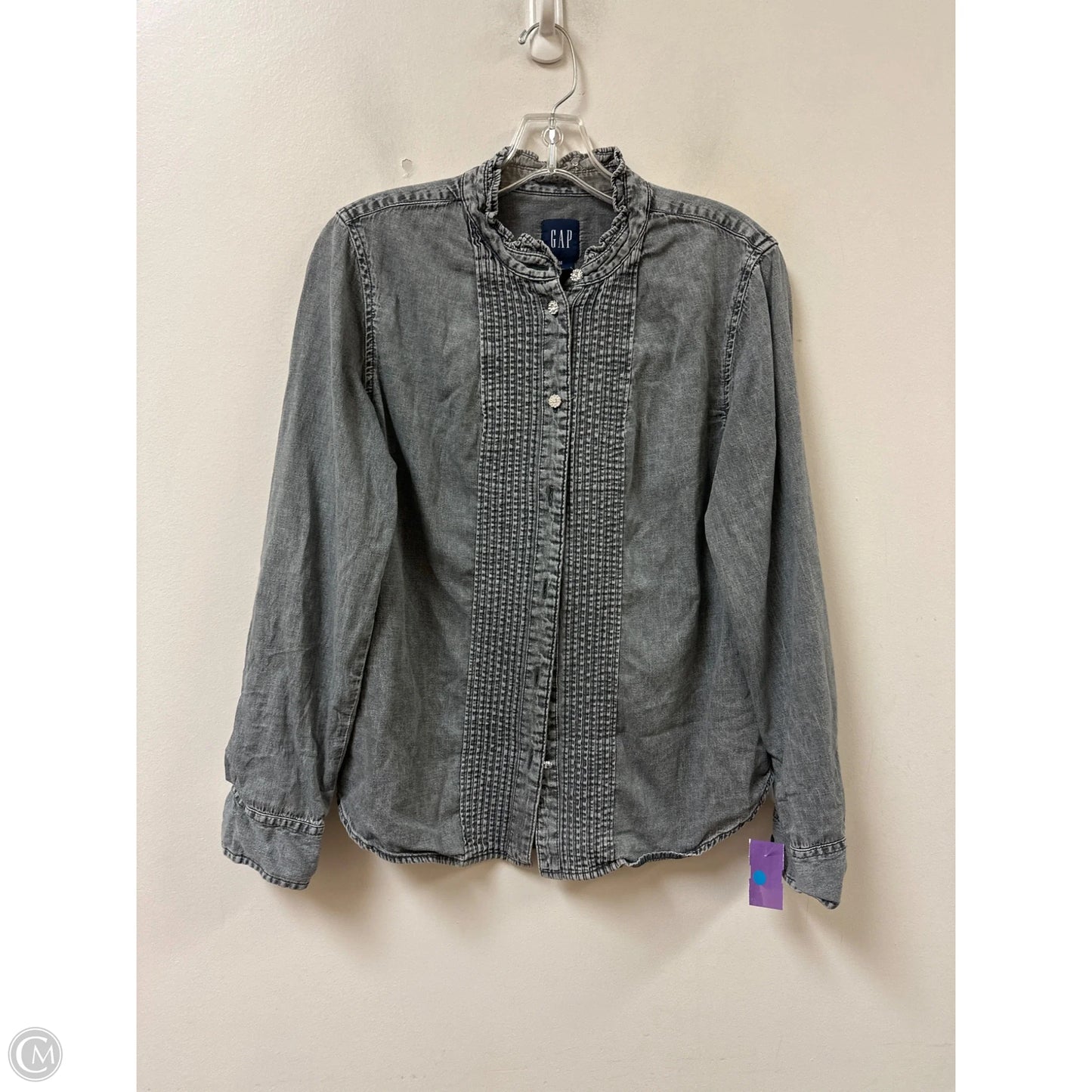 Blouse Long Sleeve By Gap In Grey, Size: M