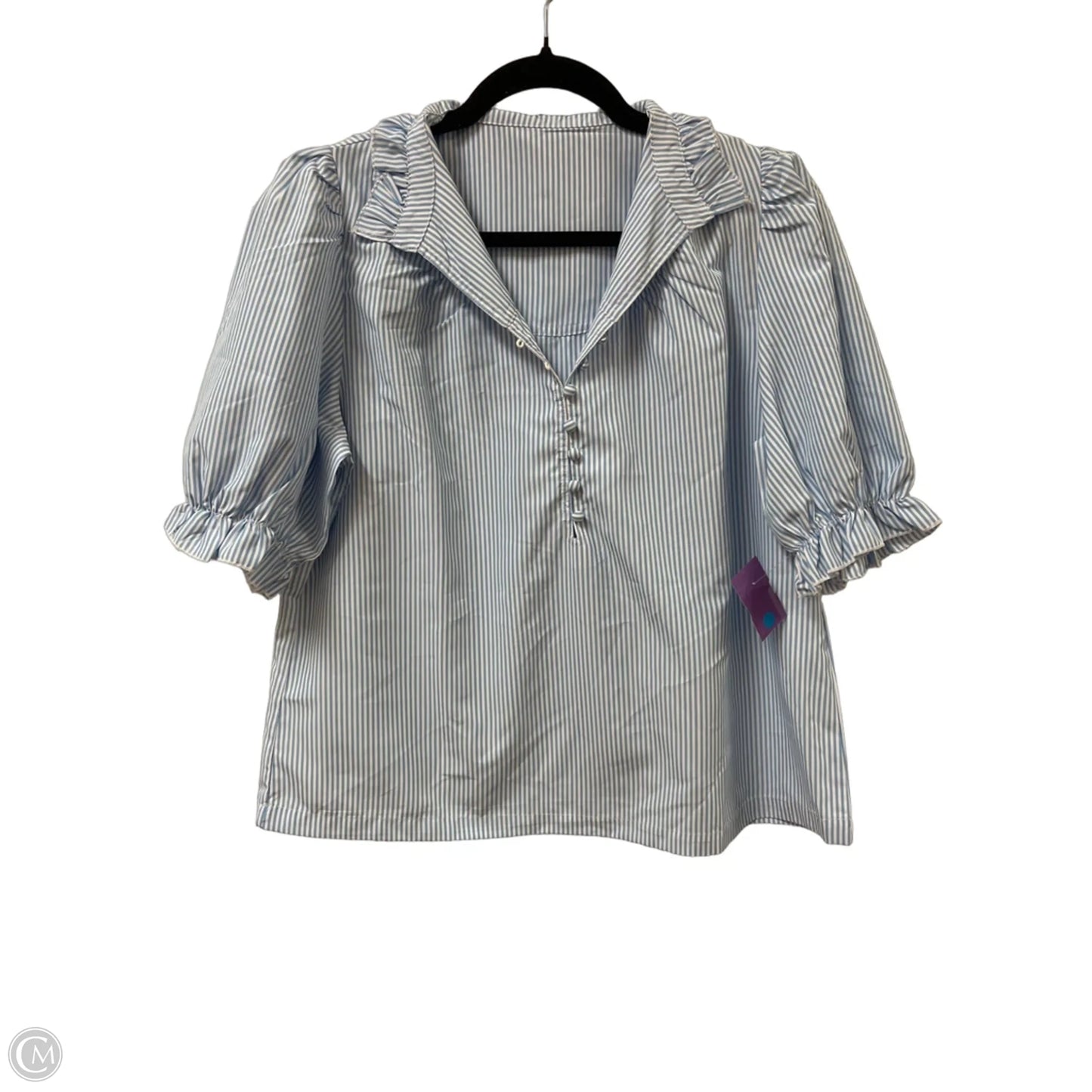 Top Short Sleeve By Clothes Mentor In Blue & White, Size: S