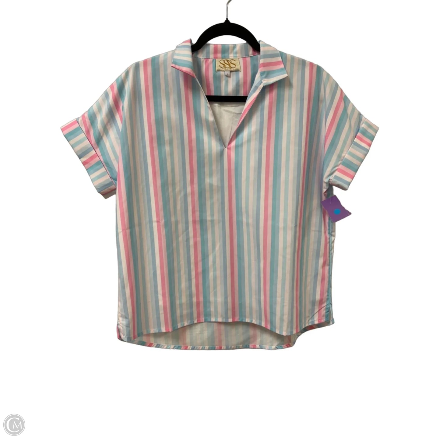 Top Short Sleeve By Clothes Mentor In Blue & Pink, Size: S