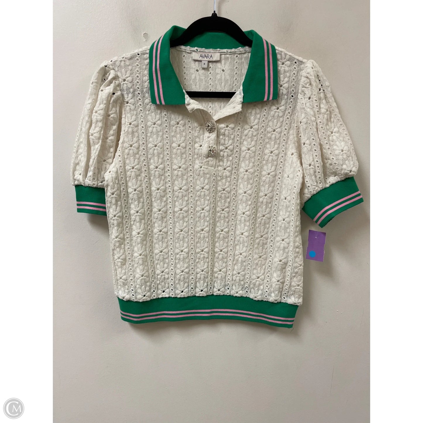Top Short Sleeve By Clothes Mentor In Green & White, Size: S