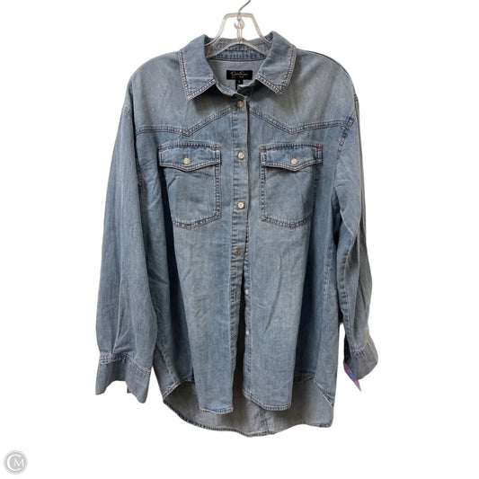 Blouse Long Sleeve By Jessica Simpson In Blue Denim, Size: S