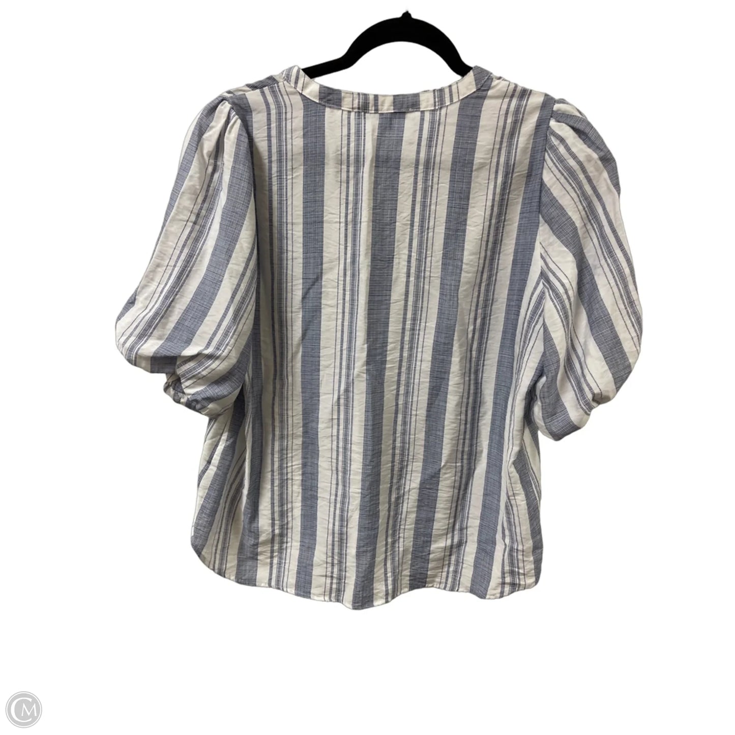 Top Short Sleeve By Clothes Mentor In Blue & White, Size: M