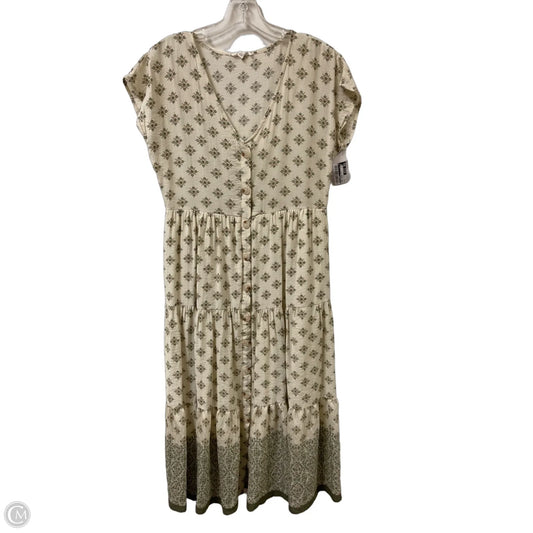 Dress Casual Maxi By Blu Pepper In Cream & Green, Size: L