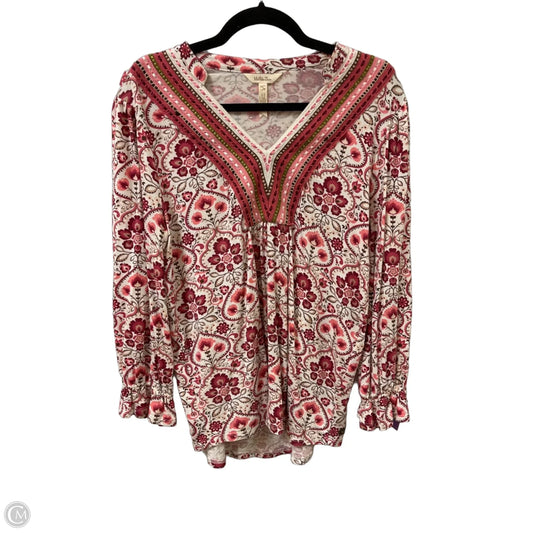 Top Long Sleeve By Matilda Jane In Pink & White, Size: S