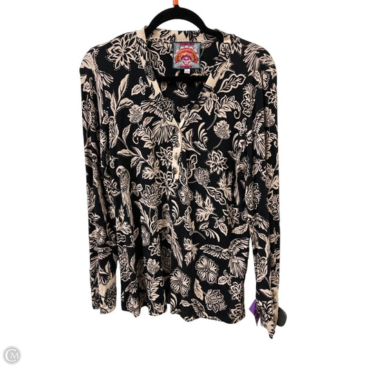 Top Long Sleeve Designer By Johnny Was In Black & Cream, Size: S