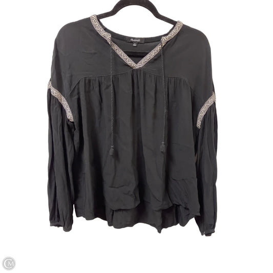Top Long Sleeve By Madewell In Black & Cream, Size: S