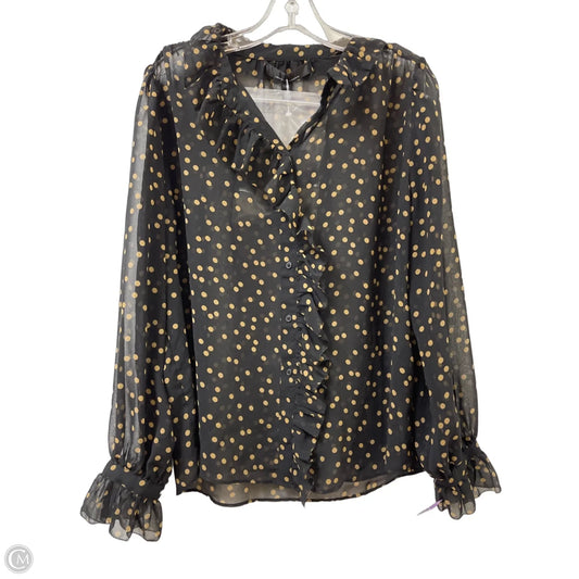 Blouse Long Sleeve By White House Black Market In Black & Brown, Size: M