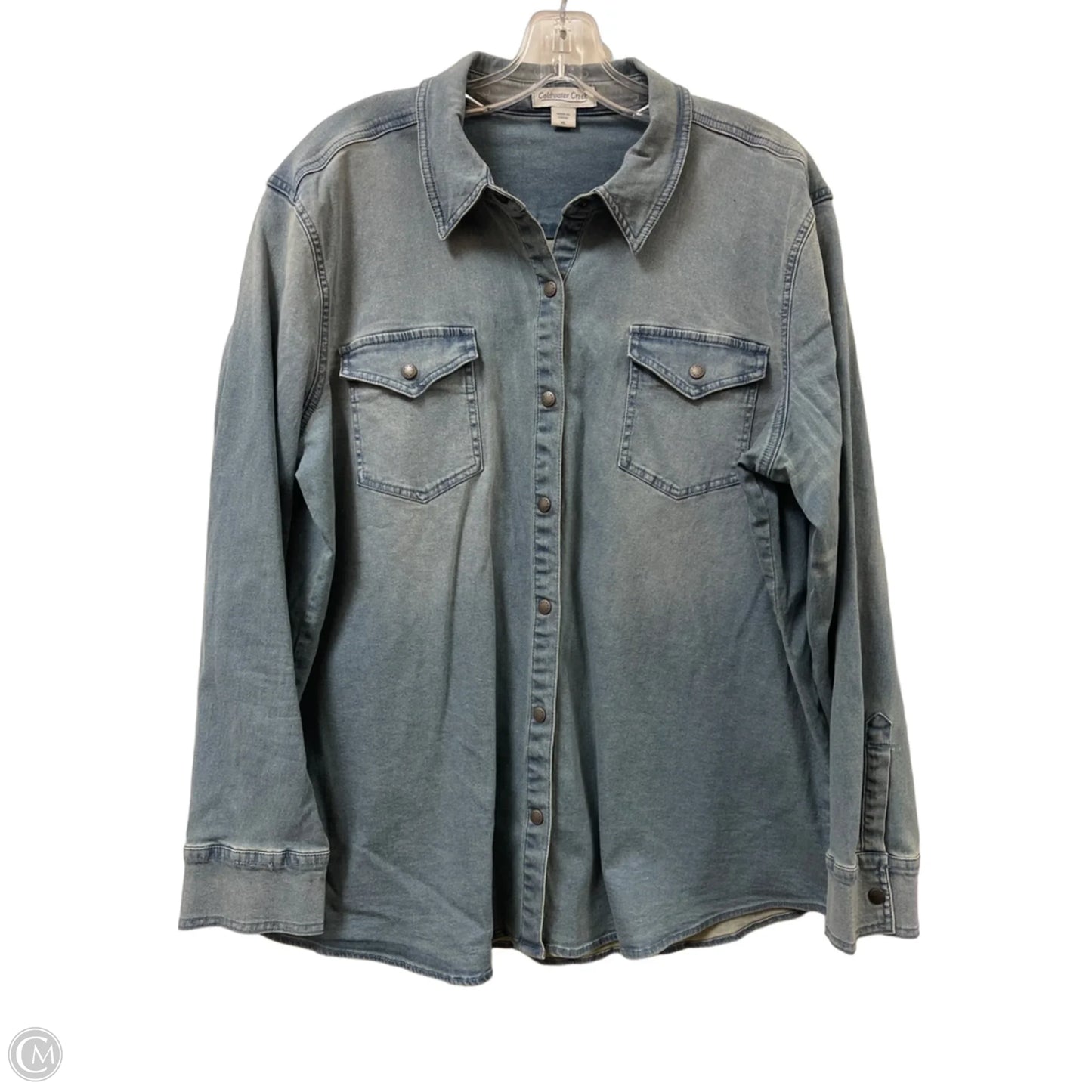 Blouse Long Sleeve By Coldwater Creek In Blue Denim, Size: Xl