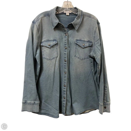 Blouse Long Sleeve By Coldwater Creek In Blue Denim, Size: Xl