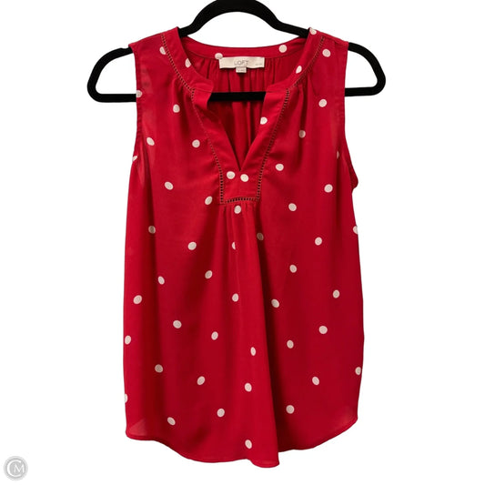 Top Sleeveless By Loft In Red & White, Size: Sp
