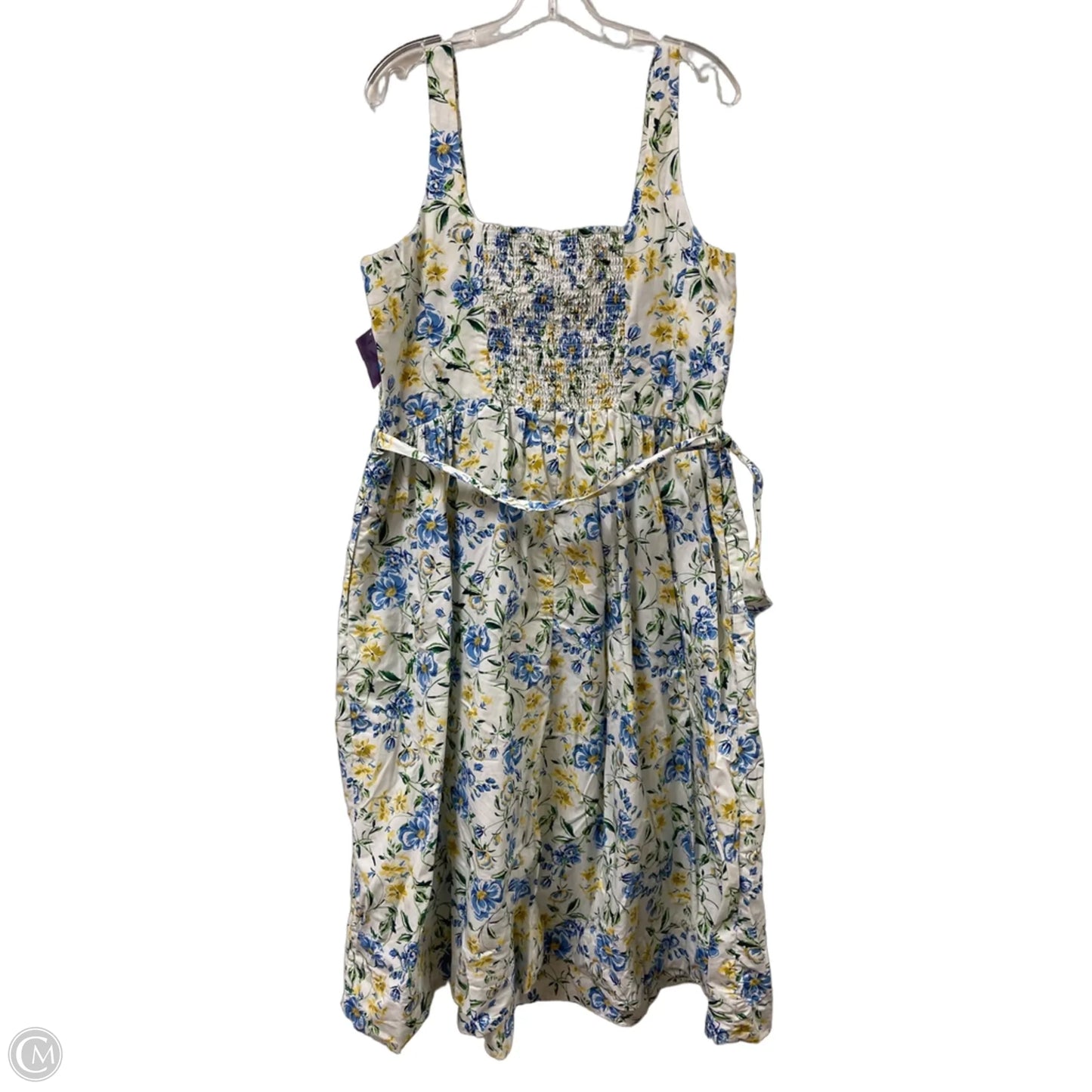 Dress Casual Midi By Free Assembly In Blue & Yellow, Size: Xl
