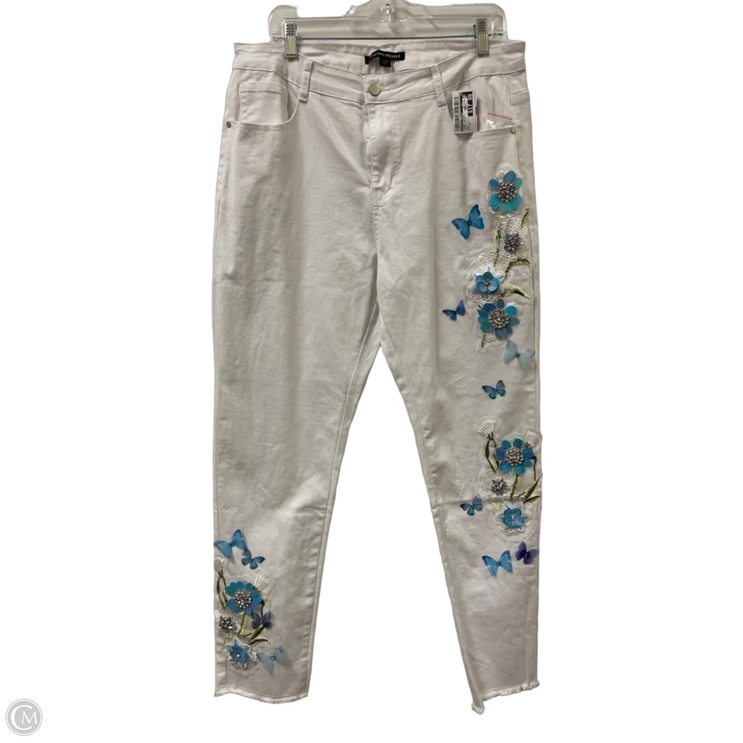 Jeans Skinny By Boston Proper In White Denim, Size: 18