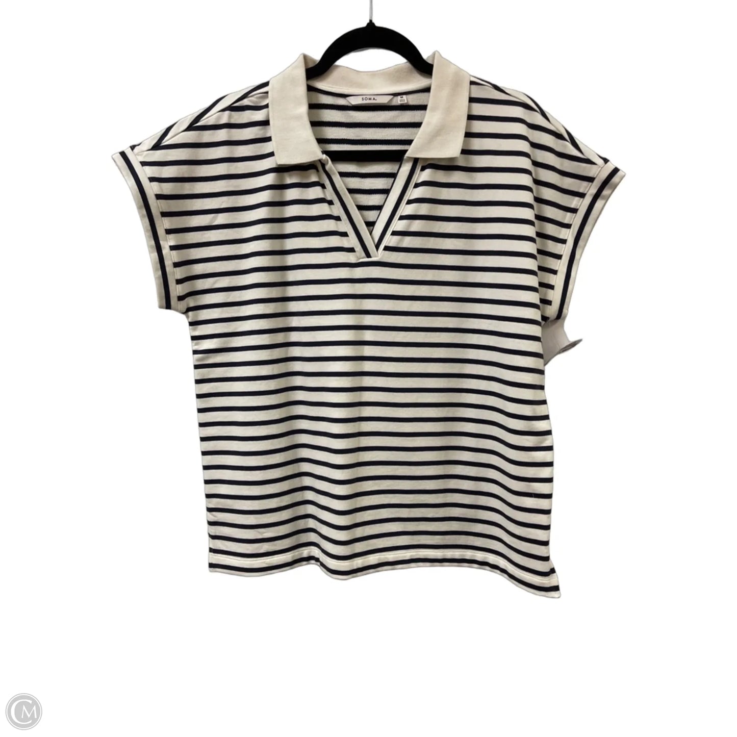 Top Short Sleeve By Soma In Striped Pattern, Size: M