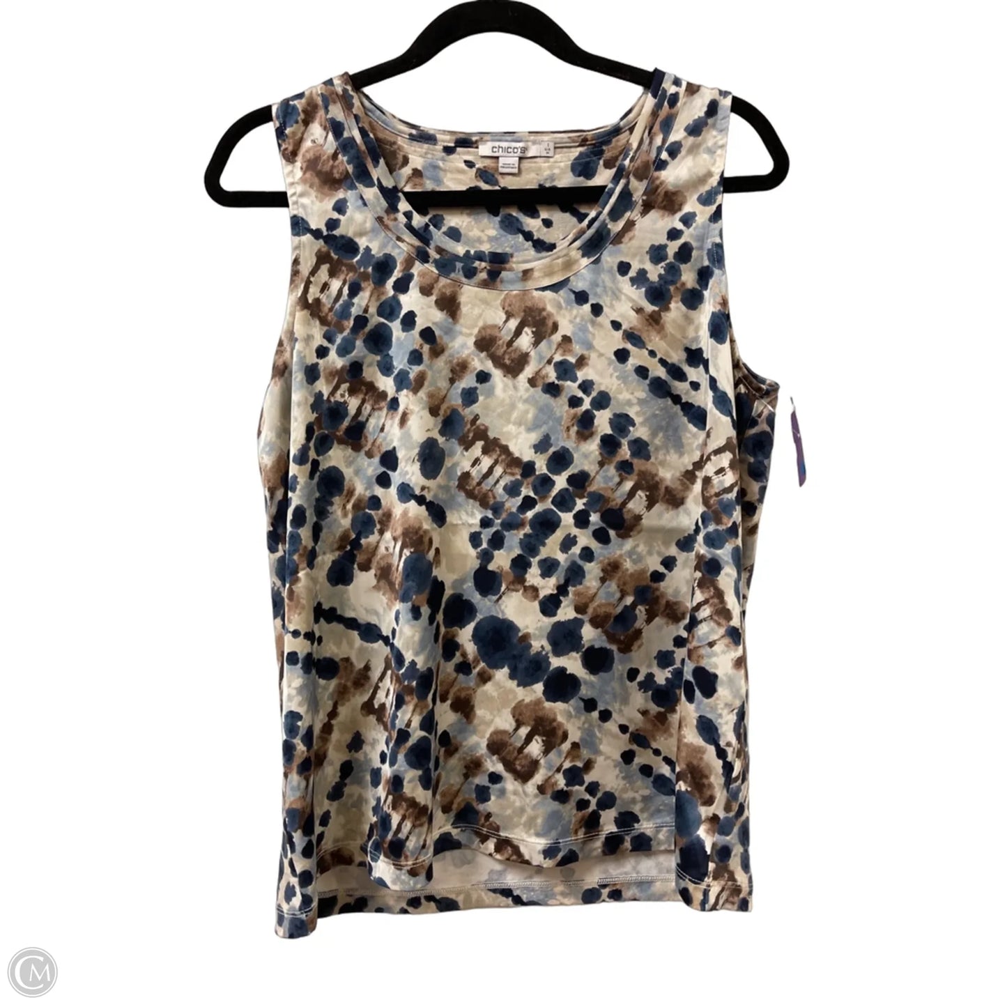 Top Sleeveless By Chicos In Blue & Cream, Size: M
