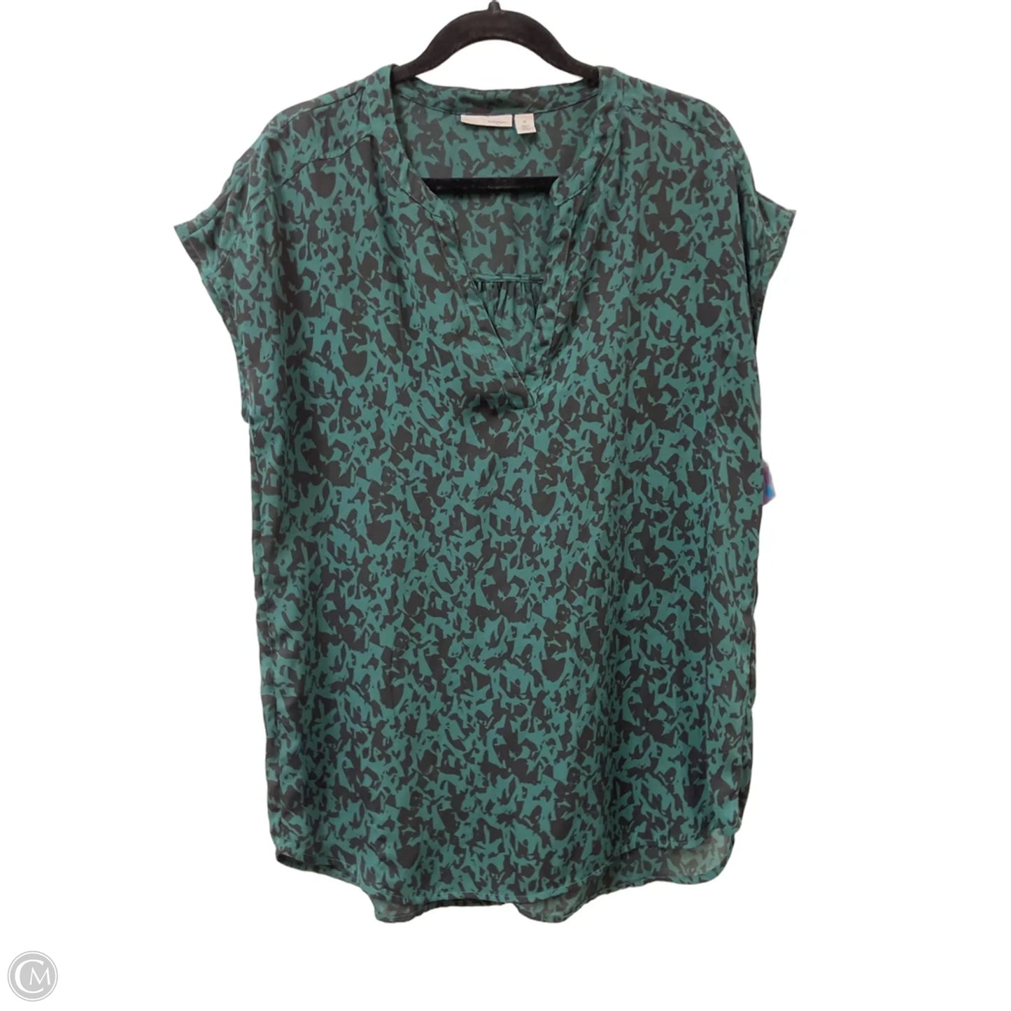 Top Short Sleeve By Halogen In Black & Green, Size: M