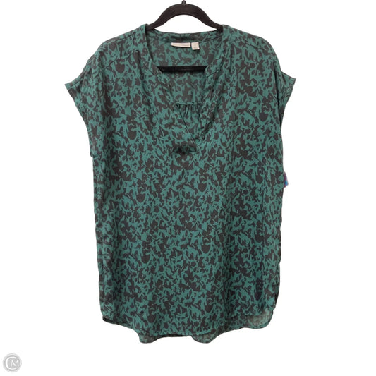 Top Short Sleeve By Halogen In Black & Green, Size: M