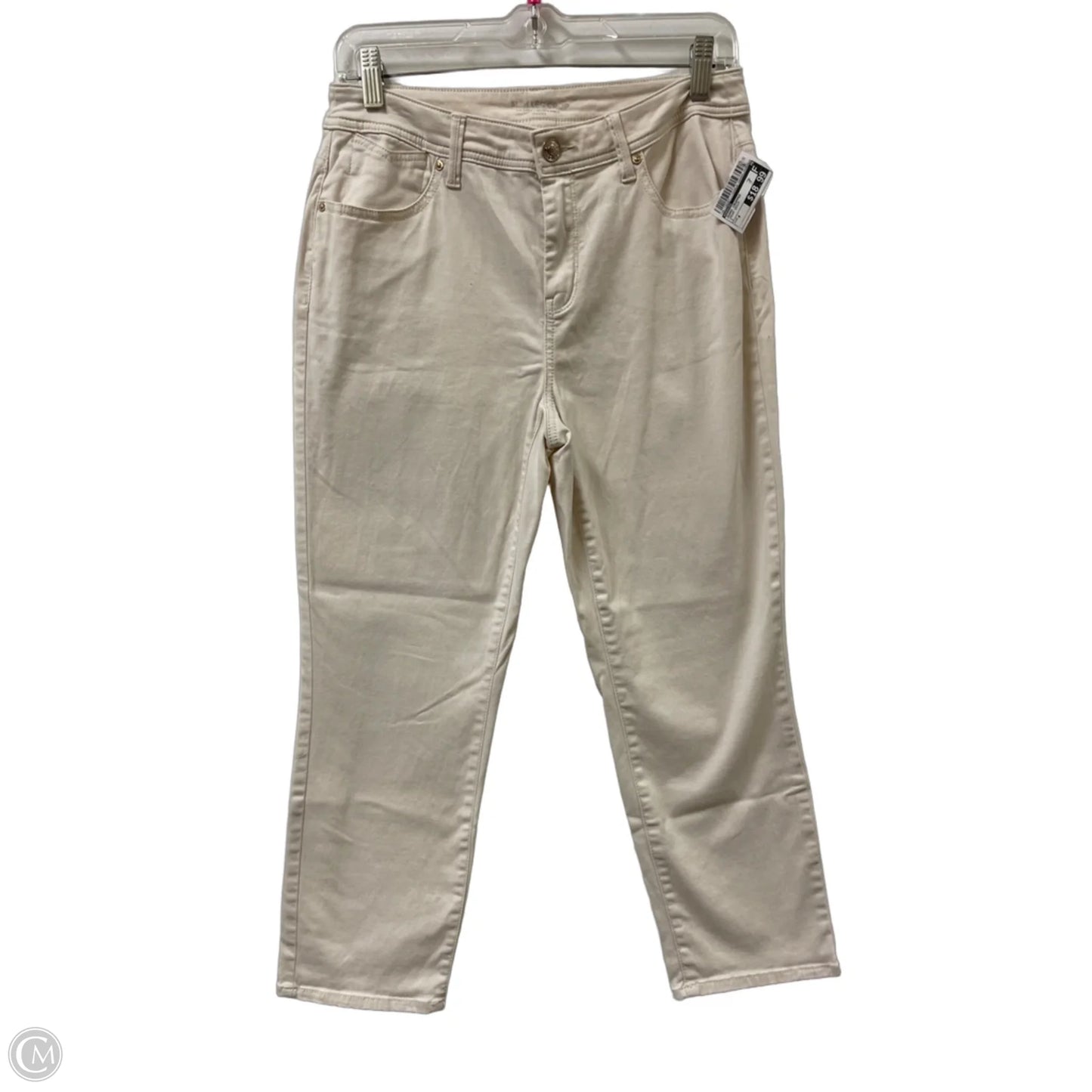 Jeans Cropped By Chicos In Cream Denim, Size: 4