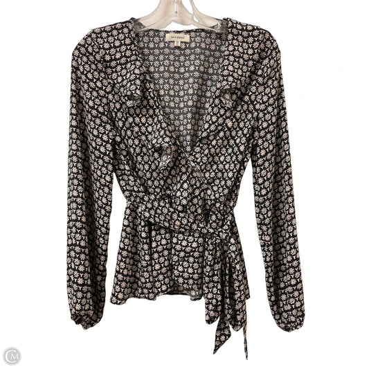Top Long Sleeve By Max Studio In Black & Pink, Size: Xs