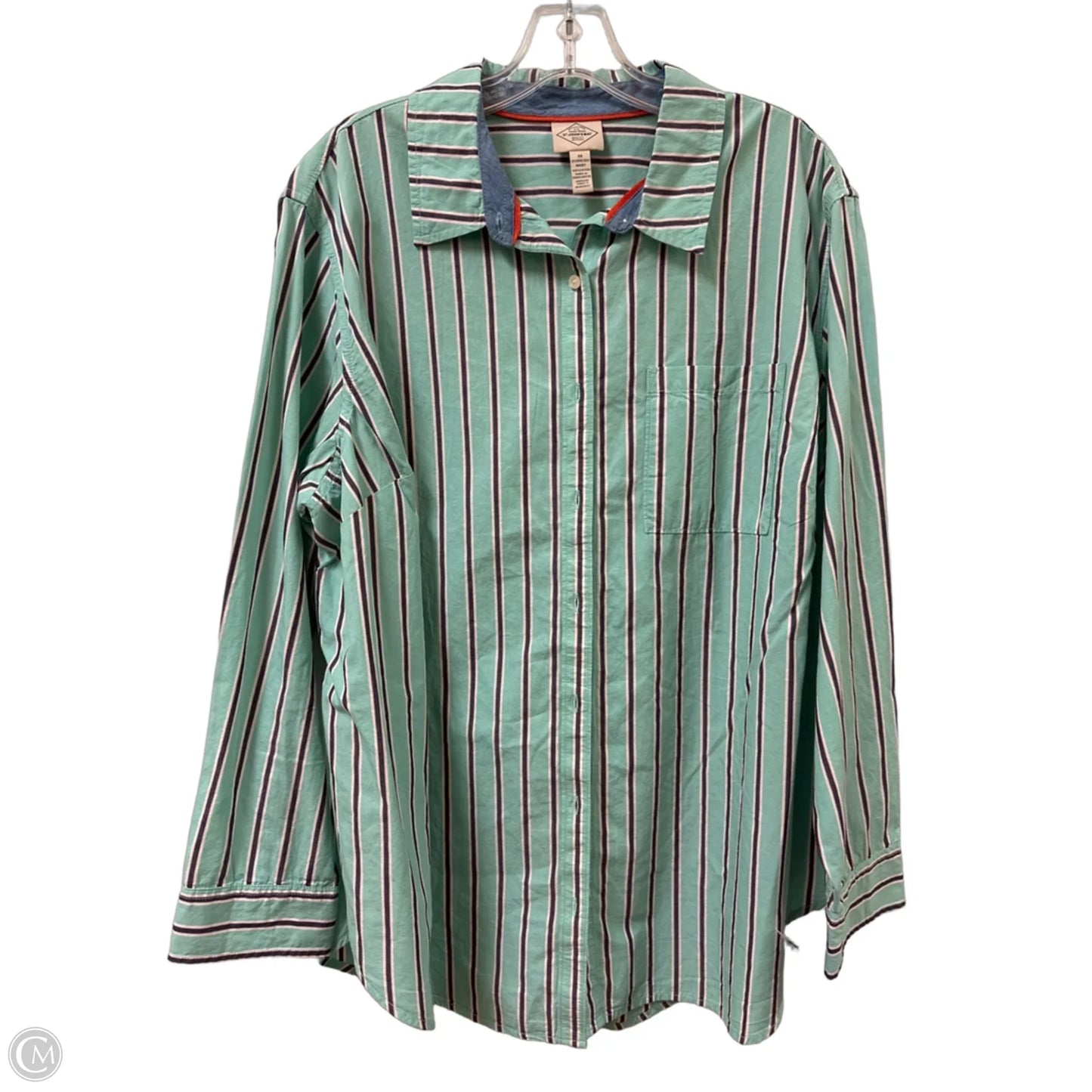 Blouse Long Sleeve By St Johns Bay In Striped Pattern, Size: 1x