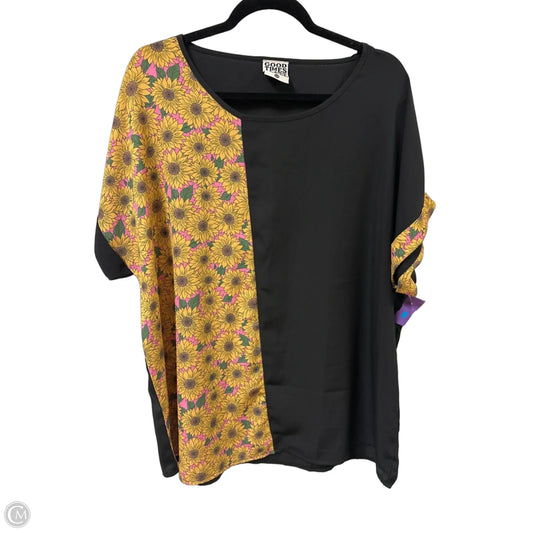 Top Short Sleeve By Clothes Mentor In Black & Yellow, Size: 1x
