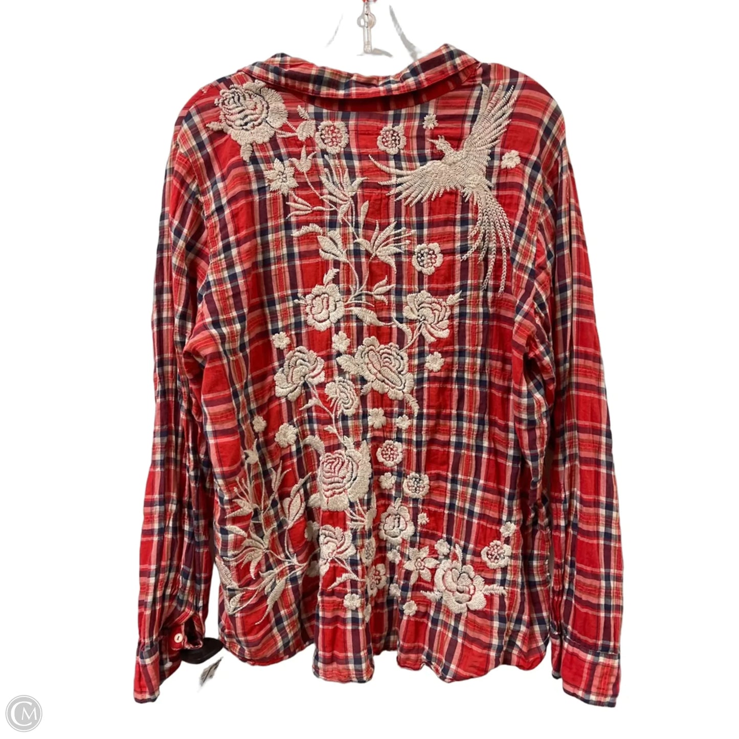 Blouse Designer By Johnny Was In Blue & Red, Size: Xl