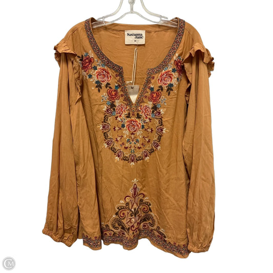 Top Long Sleeve By Savanna Jane In Yellow, Size: 3x