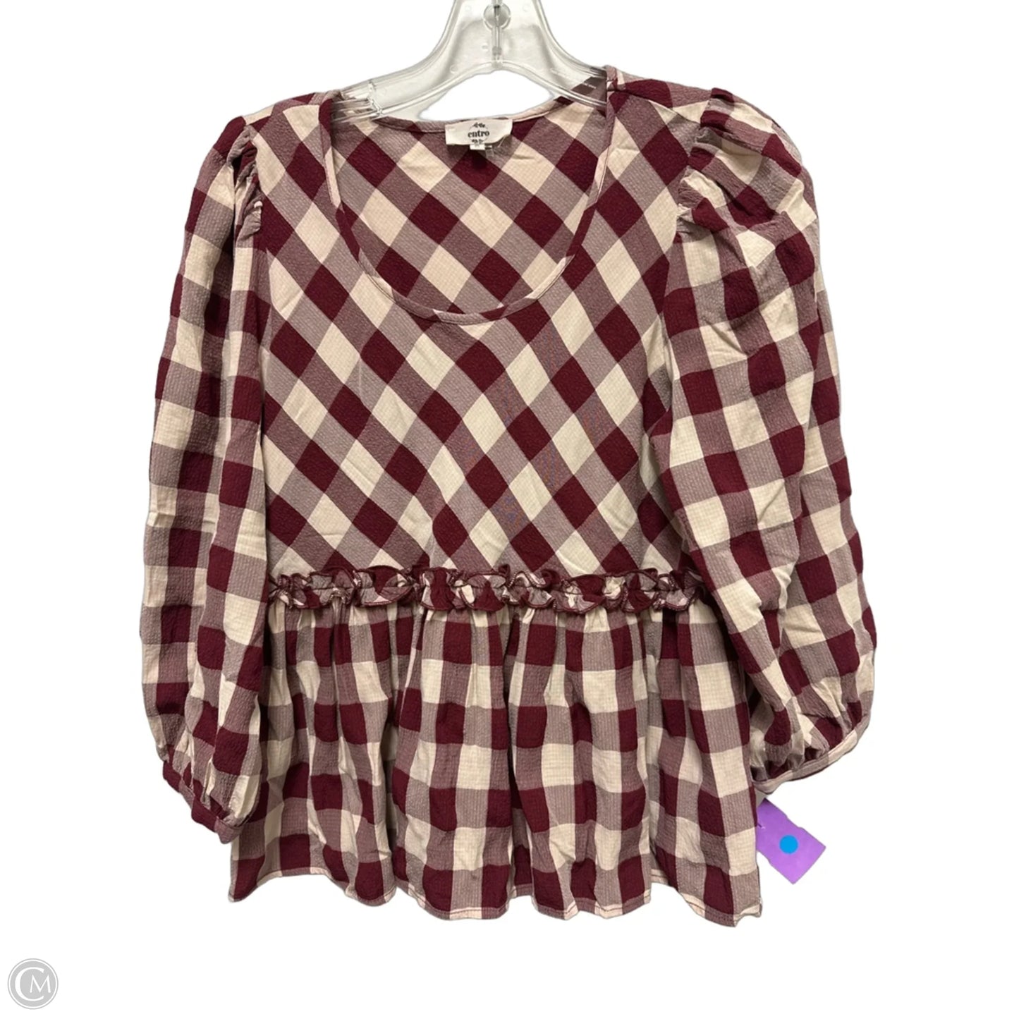 Top Long Sleeve By Entro In Cream & Red, Size: S