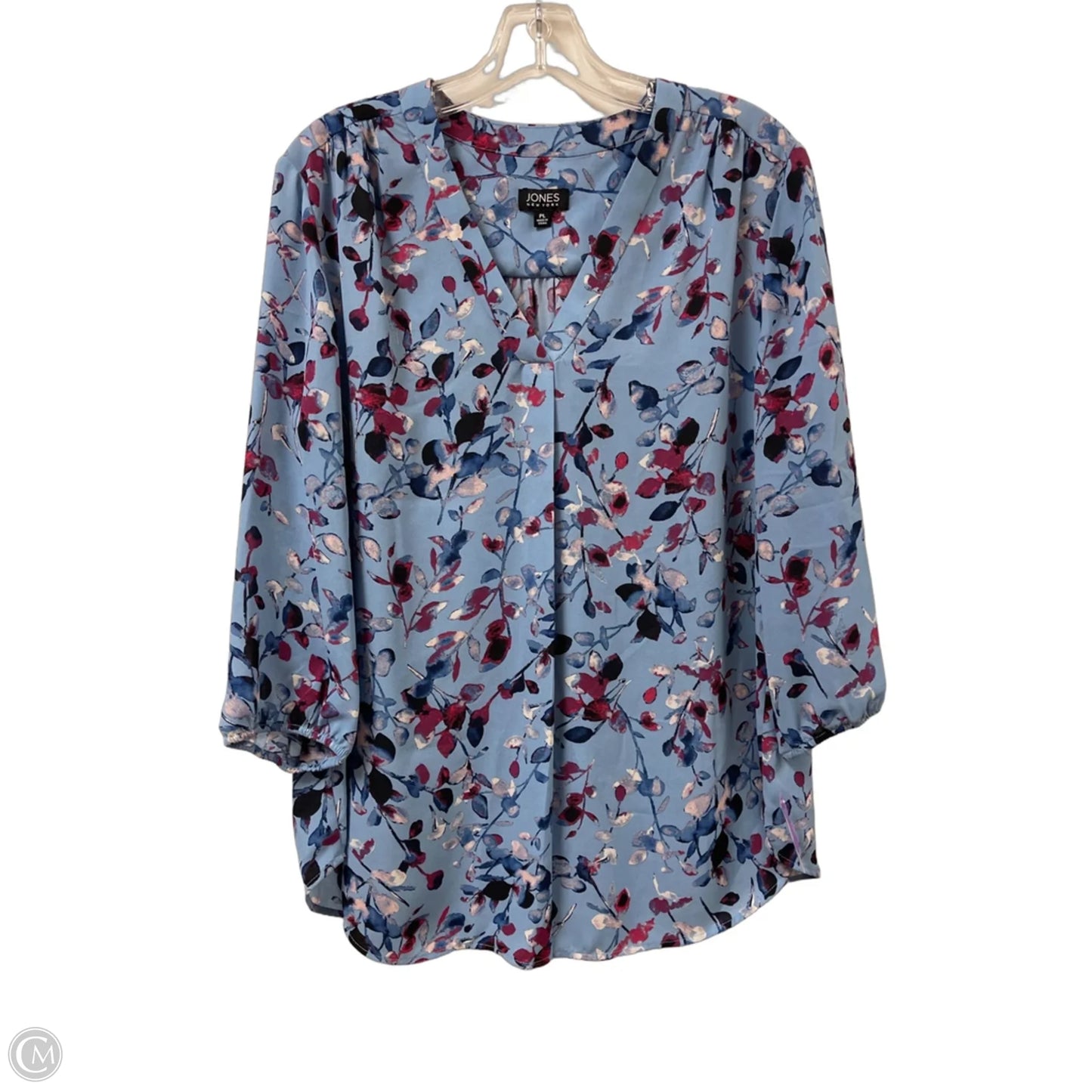 Top Long Sleeve By Jones New York In Blue & Red, Size: Lp
