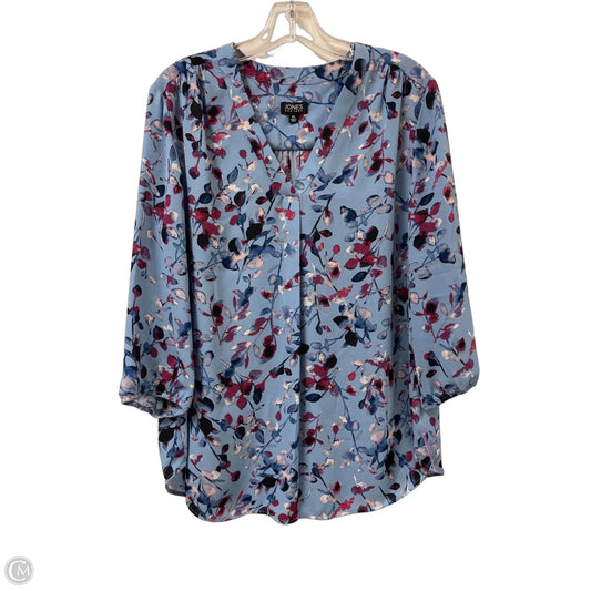 Top Long Sleeve By Jones New York In Blue & Red, Size: Lp